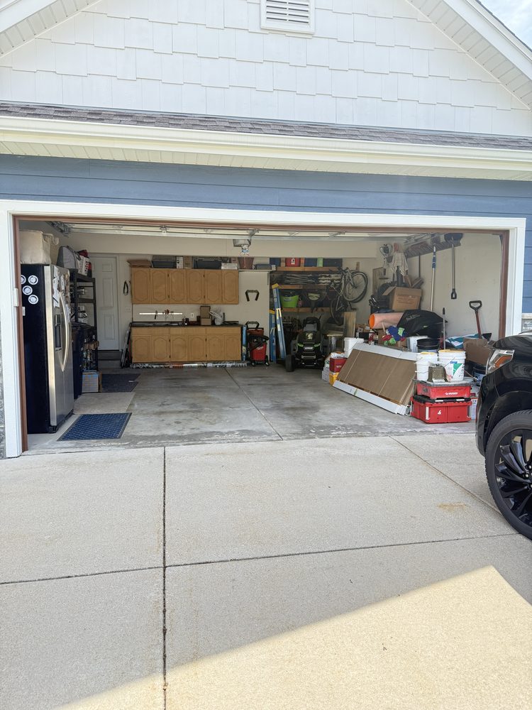 Garage floor before leveling and epoxy